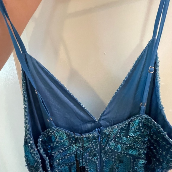 Fashion Nova Blue Floor-Length Sequin Dress-size L - Picture 10 of 12